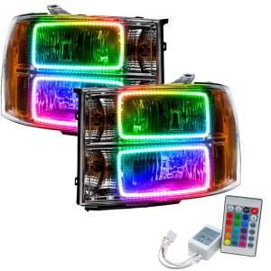 GMC Sierra Headlight Assemblies - ORACLE Lighting - SMD Square Ring Design, ColorSHIFT with Simple Controller - `07-`13